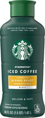 Starbucks Iced Coffee Blonde Roast Unsweetened - 48 Fl. Oz.