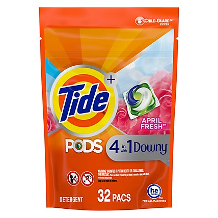 Tide PODS Plus Downy Laundry Detergent Liquid Pacs April Fresh - 32 Count - Image 1