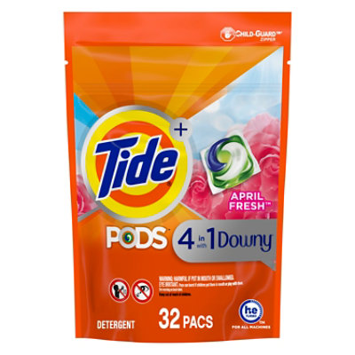 Tide PODS Plus Downy Laundry Detergent Liquid Pacs April Fresh - 32 Count