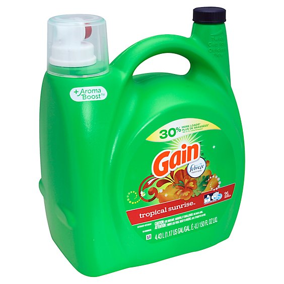 Gain Plus Aroma Boost Laundry Detergent Liquid With Febreeze Tropical Sunrise - 150 Fl. Oz.