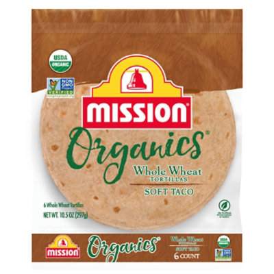 Mission Organic Tortillas Whole Wheat Soft Taco Bag 6 Count - 10.5 Oz - Image 2