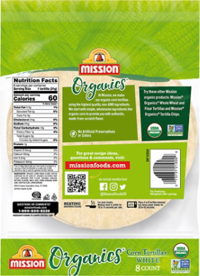 Mission Organic Tortillas Corn White Bag 8 Count - 8.67 Oz - Image 5