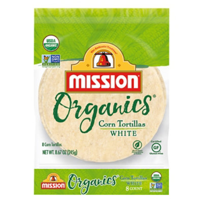 Mission Organic Tortillas Corn White Bag 8 Count - 8.67 Oz