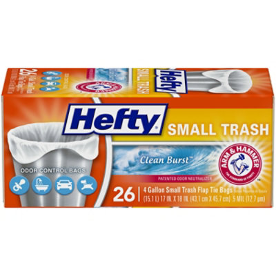 Hefty Trash Bags Flap Tie Clean Small 4 Gallon Burst Scent - 26 Count - Image 3