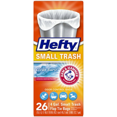 Hefty Trash Bags Flap Tie Clean Small 4 Gallon Burst Scent - 26 Count - Image 2