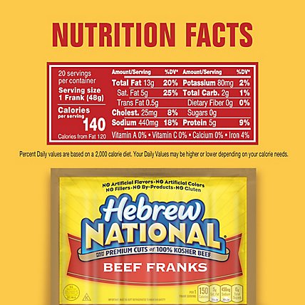Hebrew National Beef Franks Hot Dogs - 20 Count - Image 4