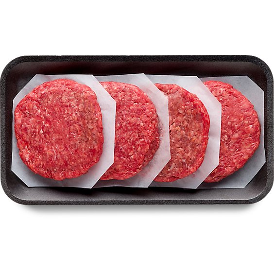 Ground Beef Hamburger Patties Grass Fed 85% Lean 15% Fat 4 Count - 1.00 Lb