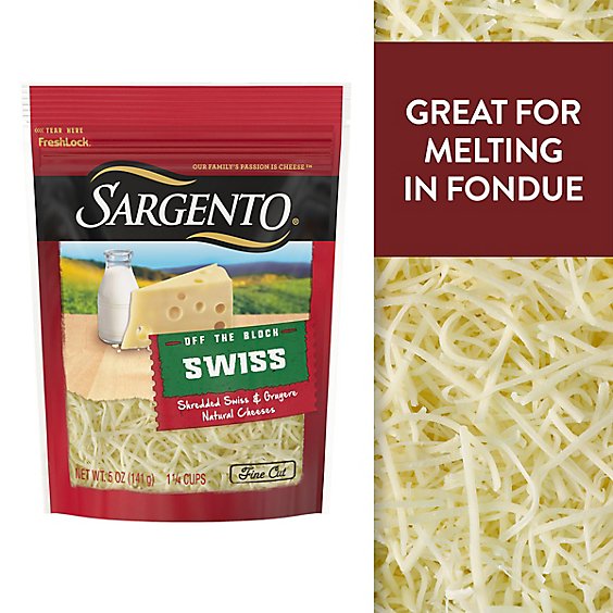 Sargento Cheese Shredded Swiss & Gruyere Off The Block - 5 Oz