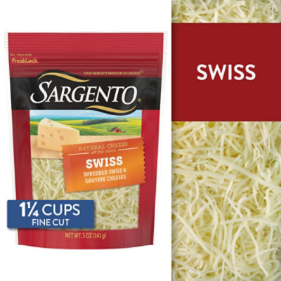 Sargento Cheese Shredded Swiss & Gruyere Off The Block - 5 Oz