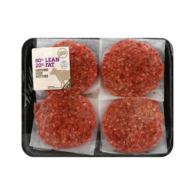 Meat Counter Beef Ground Beef Patties 80% Lean 20% Fat - 2.25 LB