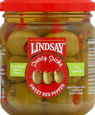 Lindsay Party Picks Queen Olives Stuffed With Red Pepper - 5.6 Oz - Image 2