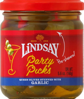 Lindsay Party Picks Queen Olives Stuffed With Garlic - 5.6 Oz - Image 2