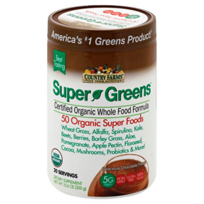 Country Farms Super Greens Chocolate Powder 106 Oz tomthumb