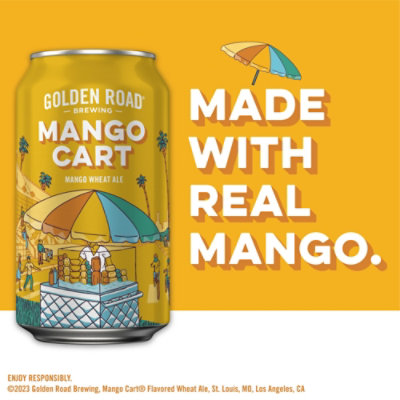 Golden Road Mango Cart Wheat Ale Craft Beer Cans - 6-12 Fl. Oz. - Image 3