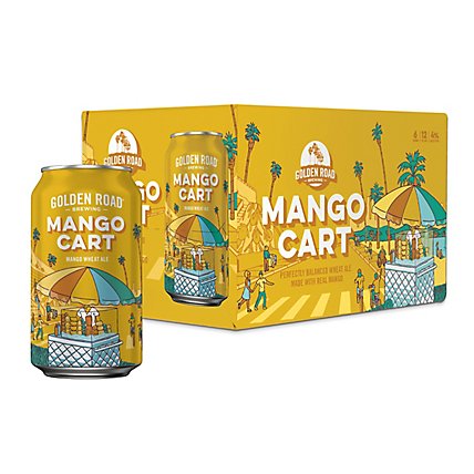 Golden Road Mango Cart Wheat Ale Craft Beer Cans - 6-12 Fl. Oz. - Image 1