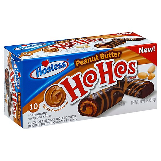 Hostess Ho Hos Peanut Butter Chocolate Cake Roll 10 count - 10.93 Oz