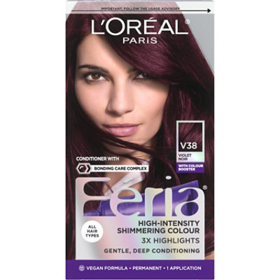 L'Oreal Paris Feria Shimmering Permanent Hair Color V38 Violet Noir Kit - Each