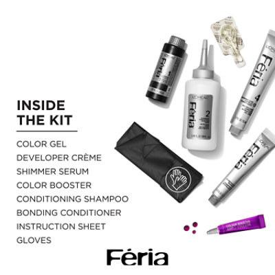 L'Oreal Paris Feria Shimmering Permanent Hair Color V28 Midnight Violet (Deepest Violet) Kit - Each - Image 4