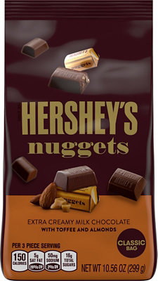 HERSHEYS Chocolate Nuggets Classic Bag Milk Chocolate Extra Creamy Toffee & Almonds - 10.56 Oz - Image 1