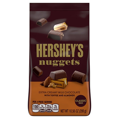 HERSHEYS Chocolate Nuggets Classic Bag Milk Chocolate Extra Creamy Toffee & Almonds - 10.56 Oz - Image 2