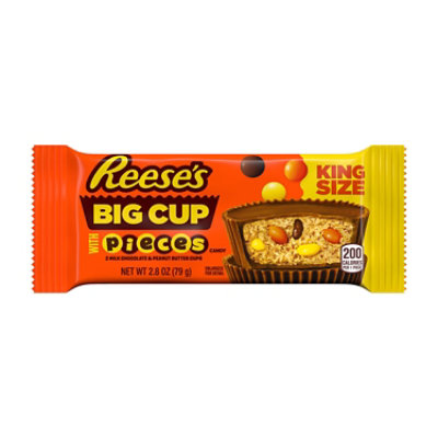 Reeses Big Cup Stuffed With Reeses Pieces King Size Peanut Butter Cups Candy Pack - 2.8 Oz - Image 1