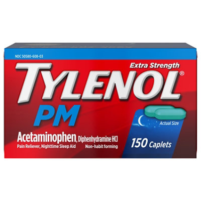 TYLENOL PM Pain Reliever/Nighttime Sleep Aid Caplets Extra Strength - 150 Count - Image 3