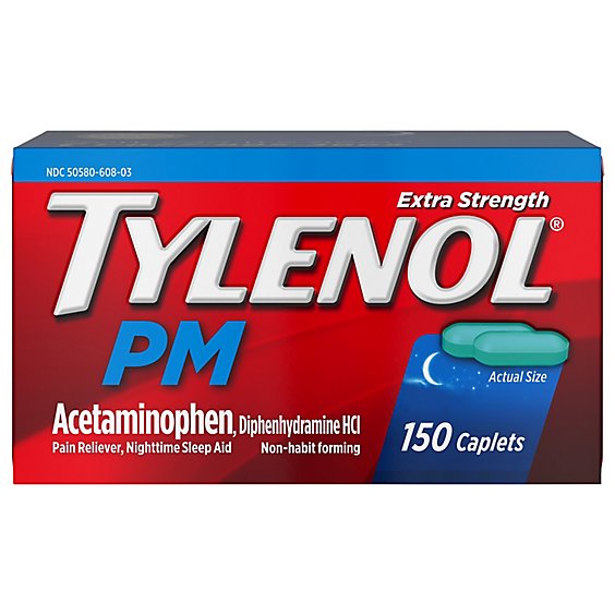 TYLENOL PM Pain Reliever/Nighttime Sleep Aid Caplets Extra Strength - 150 Count