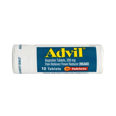 Advil Pain Reliever Fever Reducer Coated Tablet 200mg Ibuprofen Temporary Pain Relief - 10 Count - Image 1