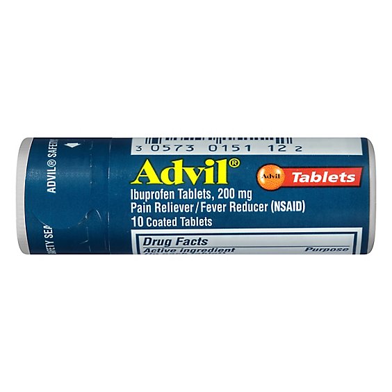 Advil Pain Reliever Fever Reducer Coated Tablet 200mg Ibuprofen Temporary Pain Relief - 10 Count