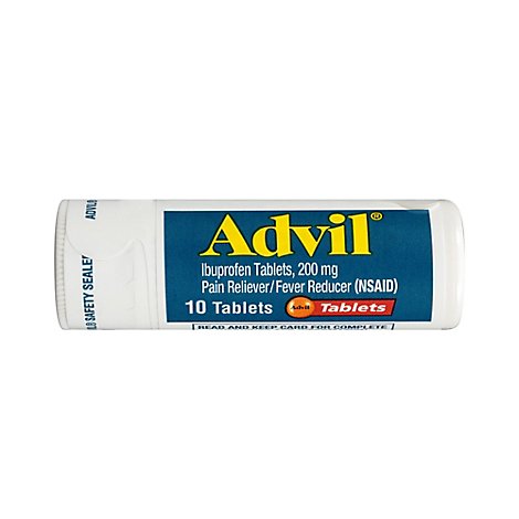 Advil Pain Reliever Fever Reducer Coated Tablet 200mg Ibuprofen Temporary Pain Relief - 10 Count