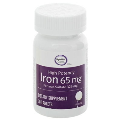 Signature Care Iron 65mg High Potency Dietary Supplement Tablet - 30 Count - Image 3