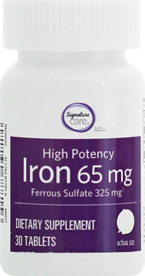 Signature Care Iron 65mg High Potency Dietary Supplement Tablet - 30 Count - Image 2