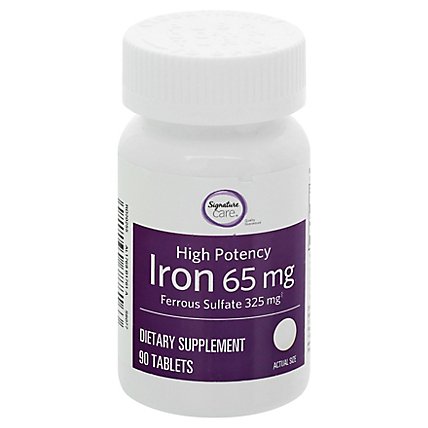 Signature Care Iron 65mg High Potency Dietary Supplement Tablet - 90 Count - Image 3
