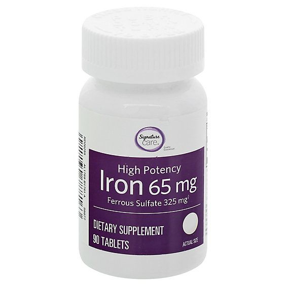 Signature Care Iron 65mg High Potency Dietary Supplement Tablet - 90 Count