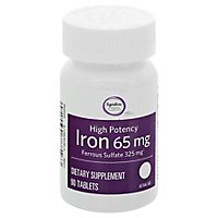 Signature Care Iron 65mg High Potency Dietary Supplement Tablet - 90 Count - Image 1