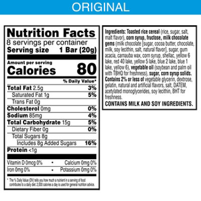 Rice Krispies Treats Marshmallow Snack Bars Rainbow Kids Snacks 8 Count - 5.6 Oz - Image 3