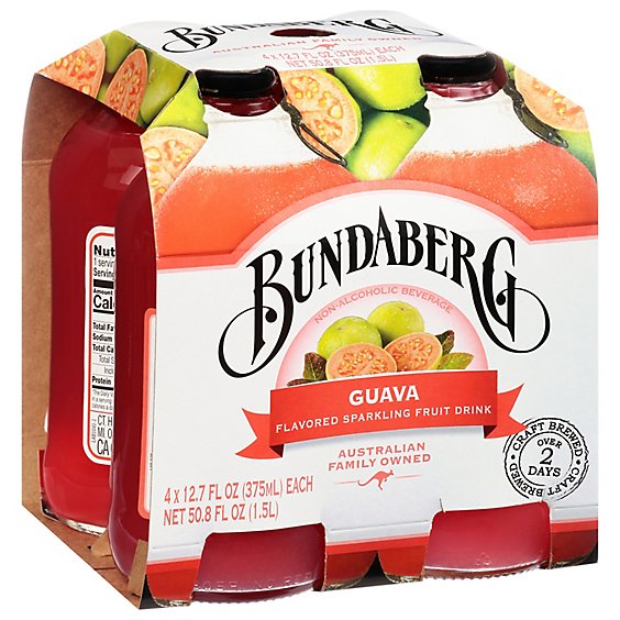 Bundaberg Beverage Non Alcoholic Sparkling Fruit Drink Guava - 4-12.7 Fl. Oz.