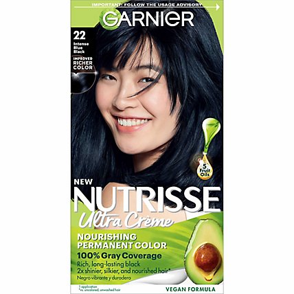 Garnier Nutrisse 22 Intense Blue Black Nourishing Hair Color Creme - Each - Image 2