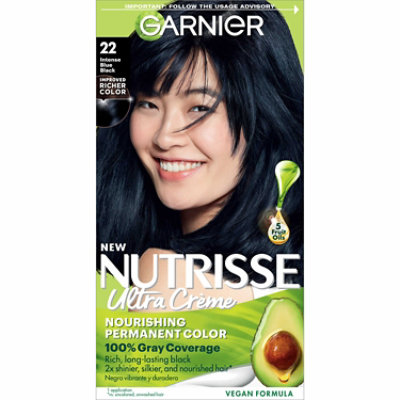 Garnier Nutrisse 22 Intense Blue Black Nourishing Hair Color Creme - Each