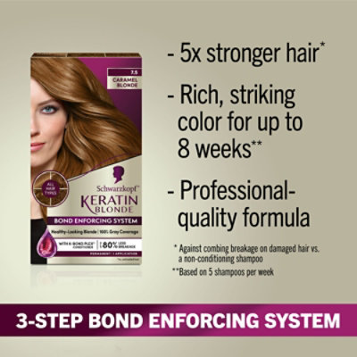 Schwarzkopf Keratin Color 7.5 Caramel Blonde Permanent Hair Color Cream - Each - Image 3
