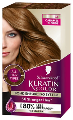 Schwarzkopf Keratin Color 7.5 Caramel Blonde Permanent Hair Color Cream - Each