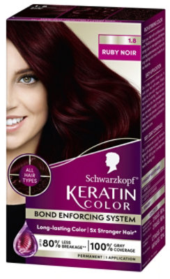 Schwarzkopf Keratin Color 1.8 Ruby Noir Permanent Hair Color Cream - Each - Image 1