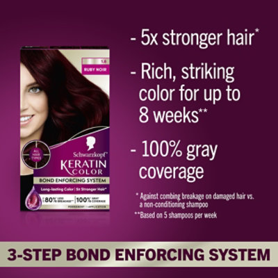 Schwarzkopf Keratin Color 1.8 Ruby Noir Permanent Hair Color Cream - Each - Image 3