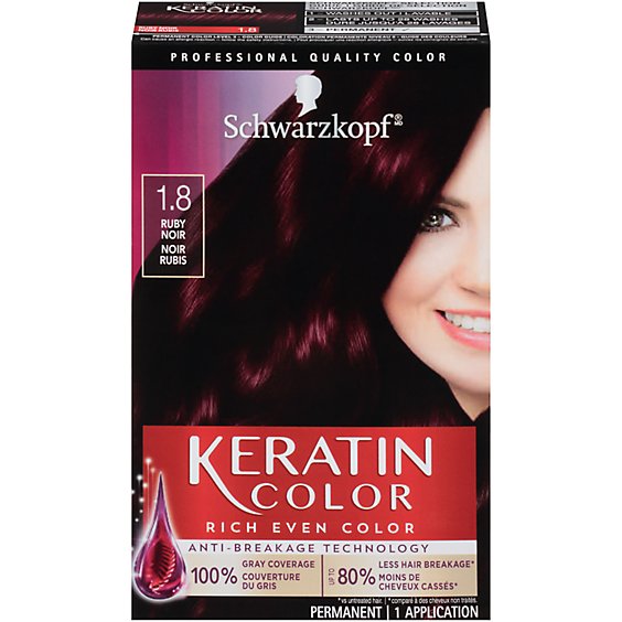 Schwarzkopf Keratin Color 1.8 Ruby Noir Permanent Hair Color Cream - Each