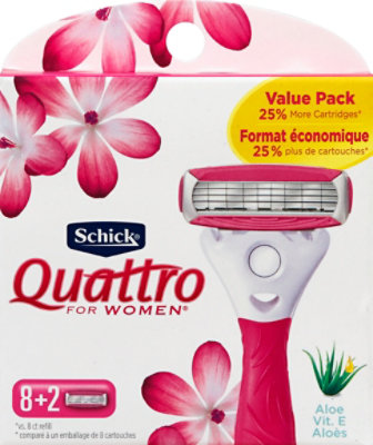 Schick Quattro For Women Razor Blade Refills Ultra Smooth Value Pack - 10 Count - Image 2