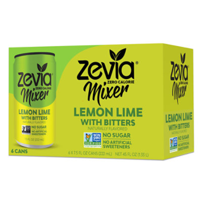 Zevia Lemon Lime With Bitters  Zero Sugar Mixers - 6-7.5 Fl. Oz. - Image 1