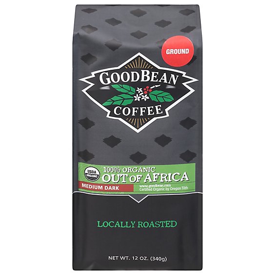 GoodBean Coffee Coffee Organic Ground Medium-Dark Roast Out Of Africa - 12 Oz