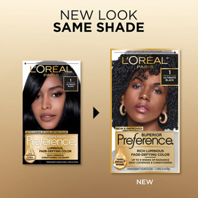 L'Oreal Paris Superior Preference Fade-Defying Permanent Hair Color 1.0 Ultimate Black Kit - Each - Image 3