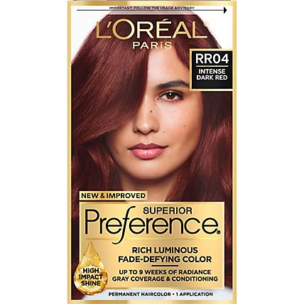 LOreal Superior Preference Hair Color Permanent Intense Dark Red RR04 -  Each - Albertsons