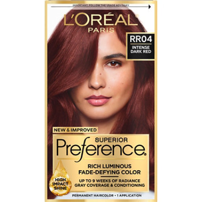 L'Oreal Paris Superior Preference Fade-Defying Hair Color RR-04 Intense Dark Red Kit - Each - Image 1